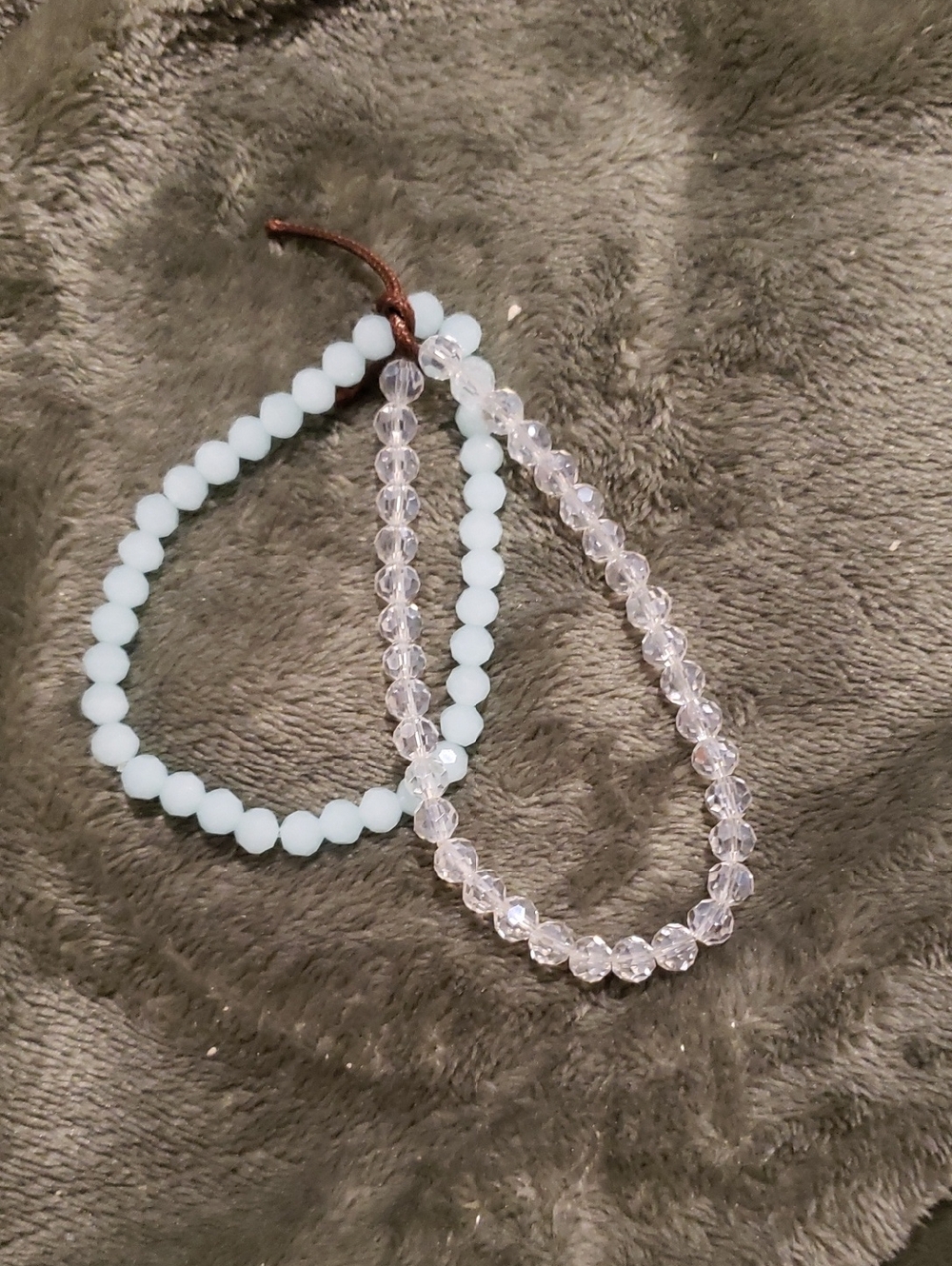 Elegant Pastel Blue and Clear Beaded Stretch Bracelets - Unbranded